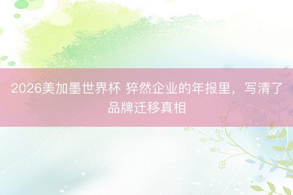 2026美加墨世界杯 猝然企业的年报里,写清了品牌迁移真相