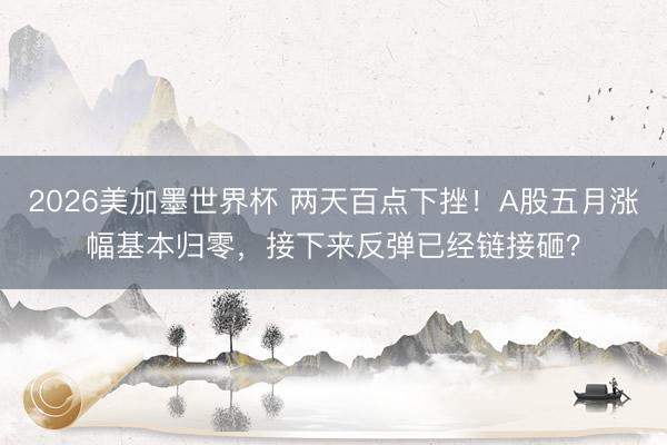 2026美加墨世界杯 两天百点下挫!A股五月涨幅基本归零,接下来反弹已经链接砸?
