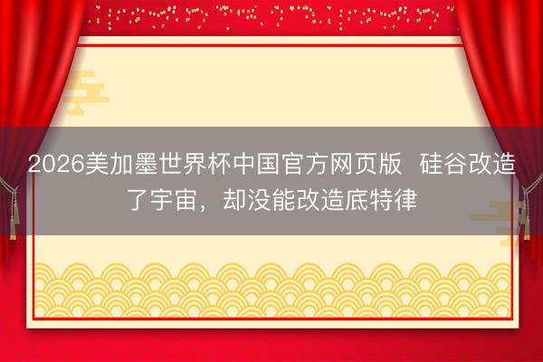 2026美加墨世界杯中国官方网页版  硅谷改造了宇宙，却没能改造底特律