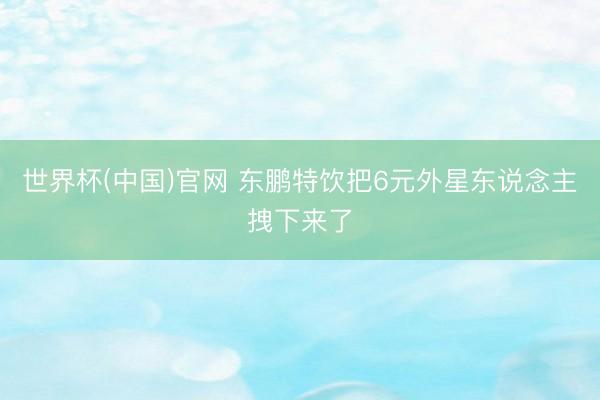 世界杯(中国)官网 东鹏特饮把6元外星东说念主拽下来了