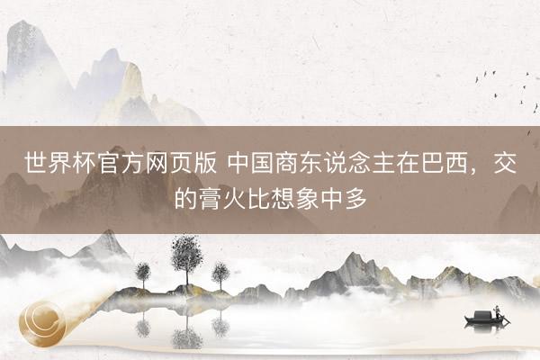 世界杯官方网页版 中国商东说念主在巴西，交的膏火比想象中多