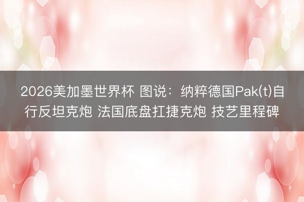 2026美加墨世界杯 图说：纳粹德国Pak(t)自行反坦克炮 法国底盘扛捷克炮 技艺里程碑