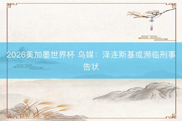 2026美加墨世界杯 乌媒:泽连斯基或濒临刑事告状