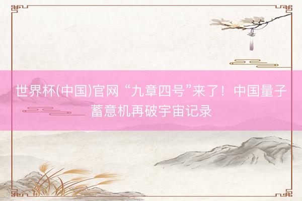 世界杯(中国)官网 “九章四号”来了！中国量子蓄意机再破宇宙记录