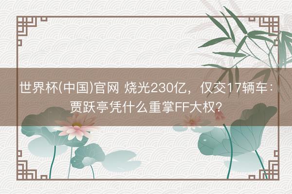 世界杯(中国)官网 烧光230亿，仅交17辆车：贾跃亭凭什么重掌FF大权？