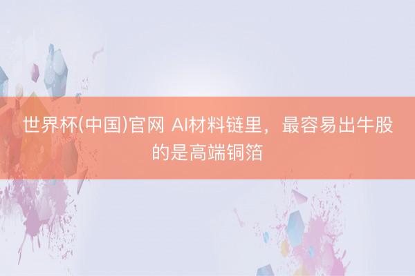世界杯(中国)官网 AI材料链里，最容易出牛股的是高端铜箔