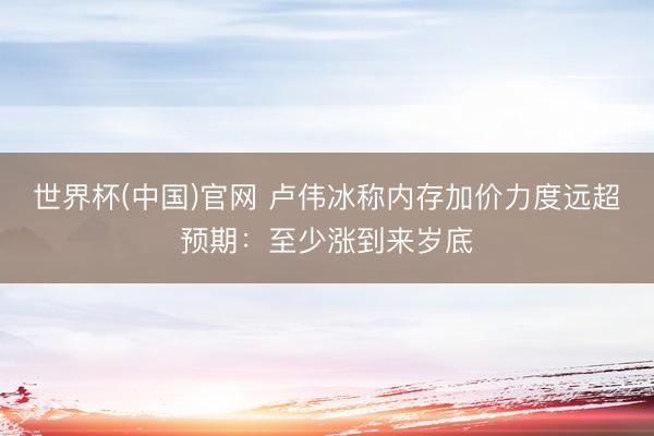 世界杯(中国)官网 卢伟冰称内存加价力度远超预期：至少涨到来岁底