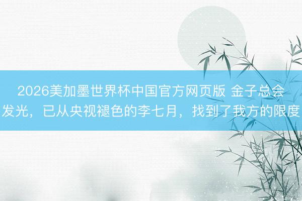 2026美加墨世界杯中国官方网页版 金子总会发光，已从央视褪色的李七月，找到了我方的限度