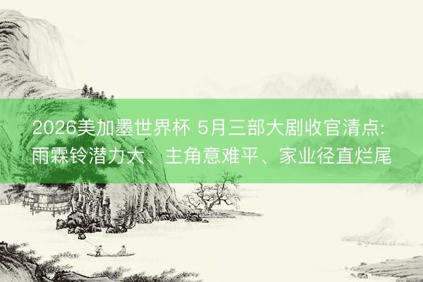 2026美加墨世界杯 5月三部大剧收官清点: 雨霖铃潜力大、主角意难平、家业径直烂尾