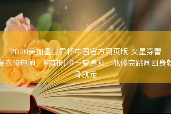 2026美加墨世界杯中国官方网页版 女星穿蕾丝寝衣修电闸,胸前时事一望遍及,他修完跳闸回身就走