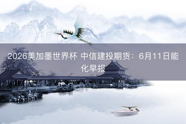 2026美加墨世界杯 中信建投期货：6月11日能化早报