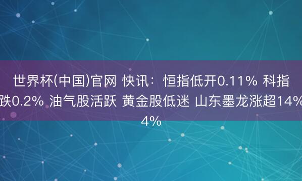 世界杯(中国)官网 快讯：恒指低开0.11% 科指跌0.2% 油气股活跃 黄金股低迷 山东墨龙涨超14%