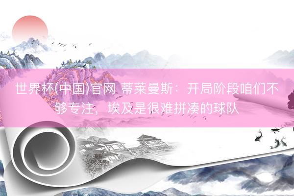 世界杯(中国)官网 蒂莱曼斯：开局阶段咱们不够专注，埃及是很难拼凑的球队